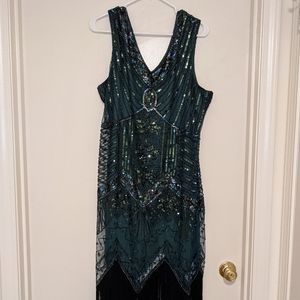 Flapper Dress with Beadwork & Fringe 3x
